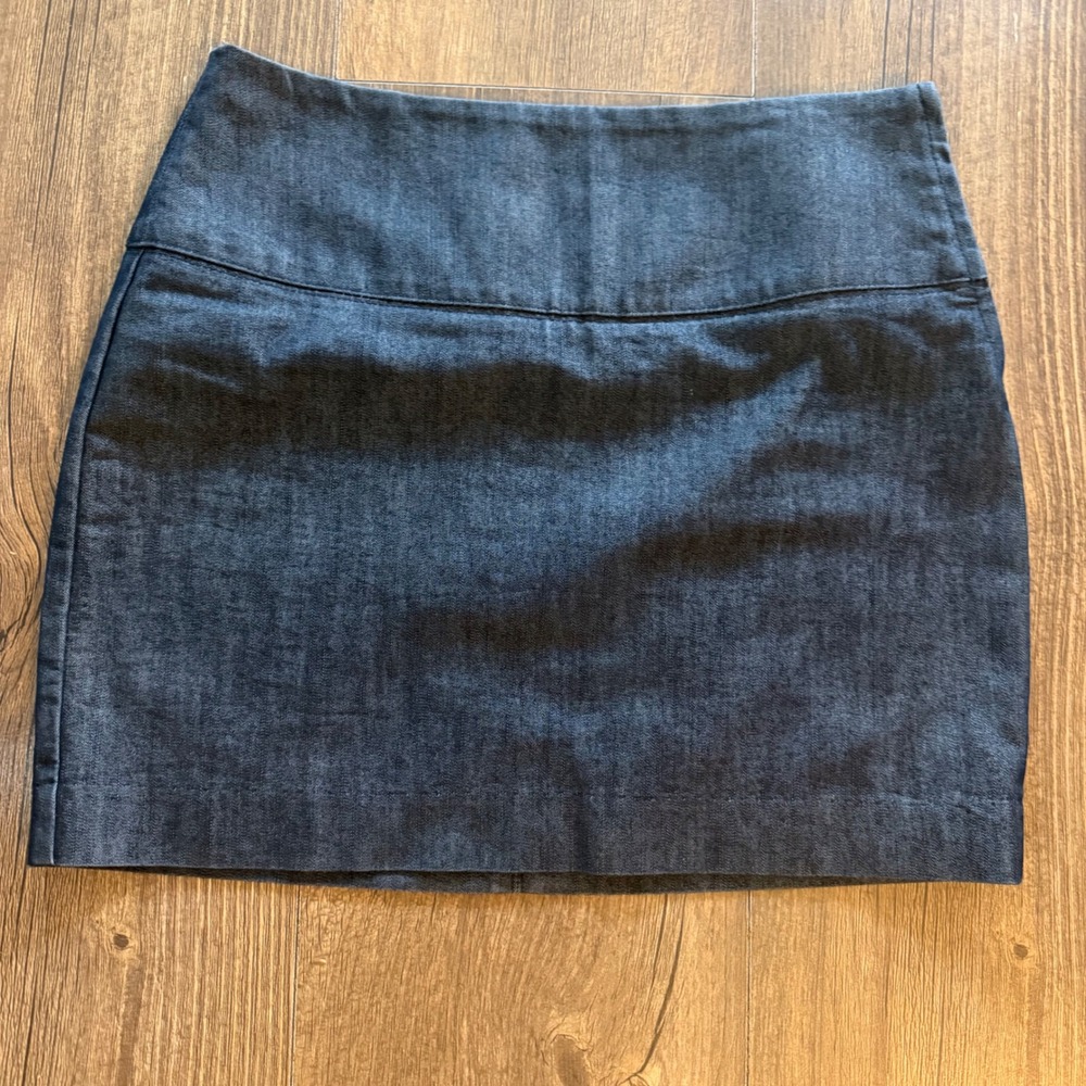 Express Denim Mini Skirt Womens 0 Dark Blue Wash Side Zip Stretch Minimalist Y2K